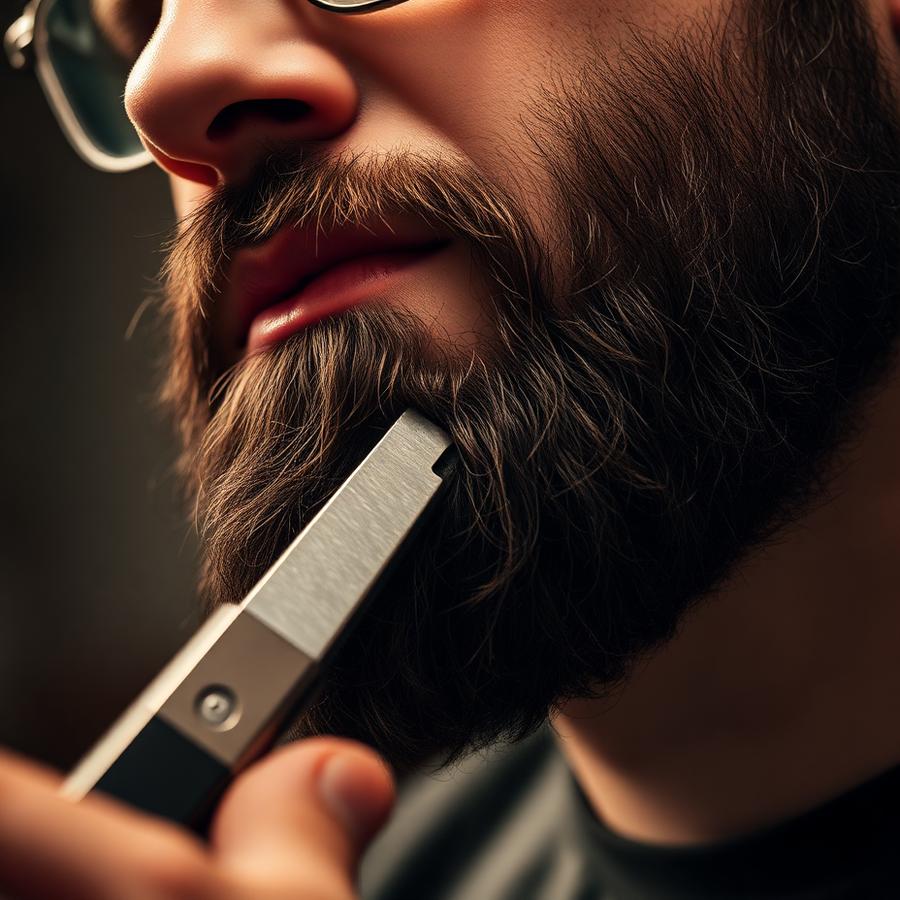 Example beard grooming close-up